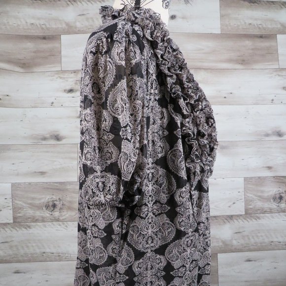 I-N-C* Women's Short Sleeve Low‎ V-Neck Button Down Ruffled Blouse~ Size 1X - Picture 12 of 13